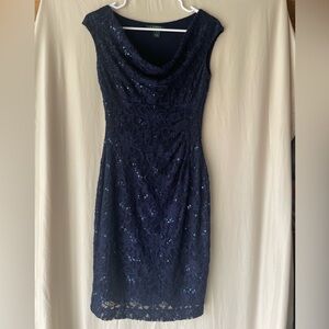 Ralph Lauren Blue Sequin Embellished Sheath Mini Dress